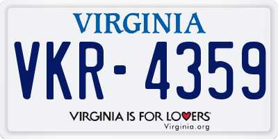 VA license plate VKR4359