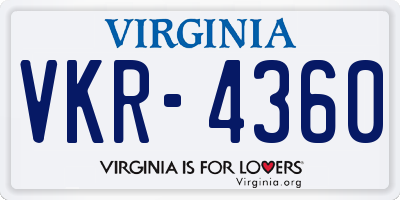 VA license plate VKR4360