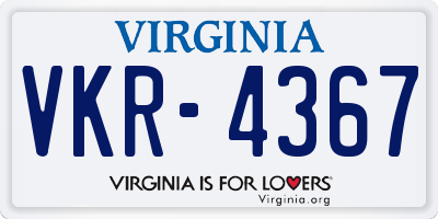 VA license plate VKR4367