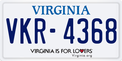 VA license plate VKR4368