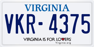 VA license plate VKR4375
