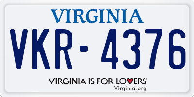 VA license plate VKR4376