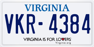 VA license plate VKR4384