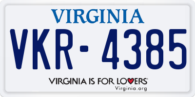 VA license plate VKR4385