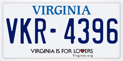 VA license plate VKR4396
