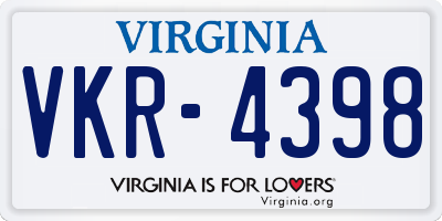 VA license plate VKR4398