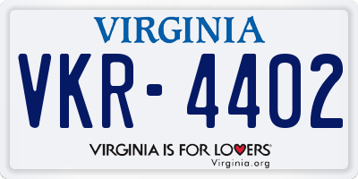 VA license plate VKR4402