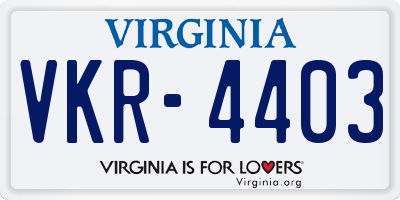 VA license plate VKR4403