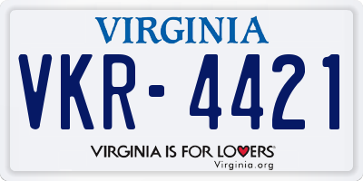 VA license plate VKR4421