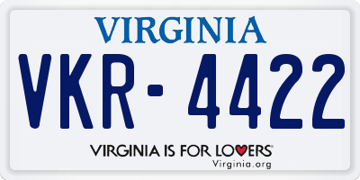 VA license plate VKR4422