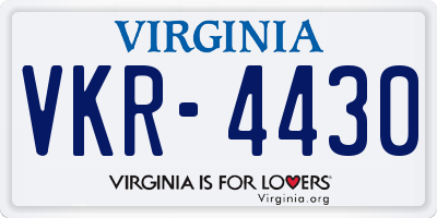 VA license plate VKR4430