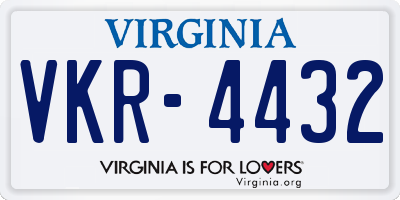 VA license plate VKR4432