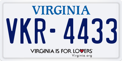 VA license plate VKR4433
