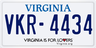 VA license plate VKR4434