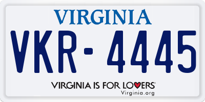 VA license plate VKR4445