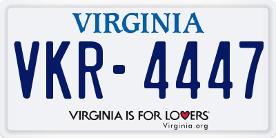 VA license plate VKR4447