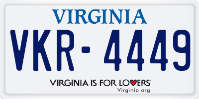 VA license plate VKR4449