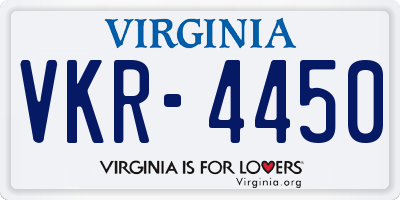 VA license plate VKR4450