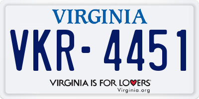VA license plate VKR4451