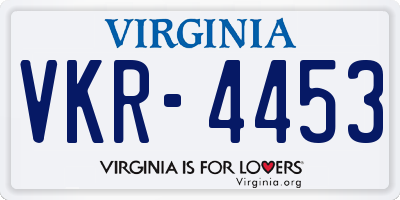 VA license plate VKR4453