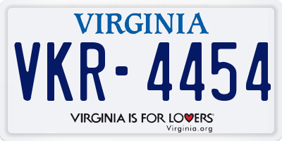 VA license plate VKR4454
