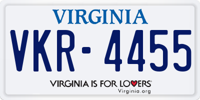 VA license plate VKR4455