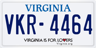 VA license plate VKR4464