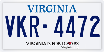 VA license plate VKR4472
