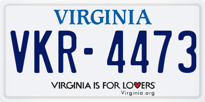 VA license plate VKR4473