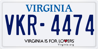 VA license plate VKR4474