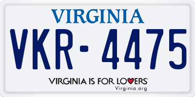 VA license plate VKR4475