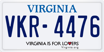 VA license plate VKR4476