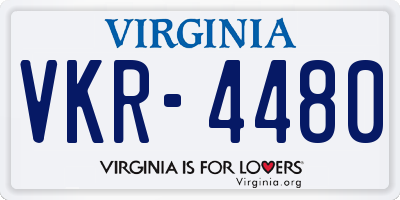 VA license plate VKR4480
