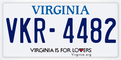 VA license plate VKR4482