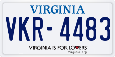 VA license plate VKR4483