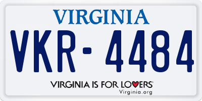 VA license plate VKR4484