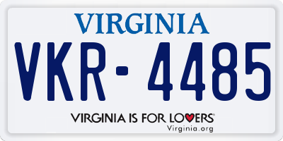 VA license plate VKR4485