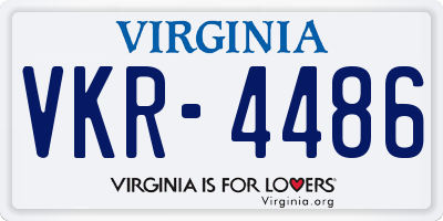 VA license plate VKR4486
