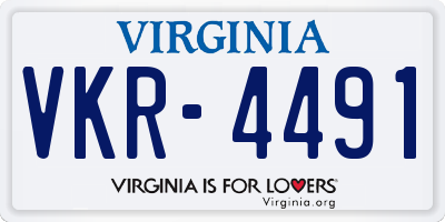 VA license plate VKR4491