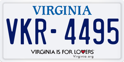 VA license plate VKR4495
