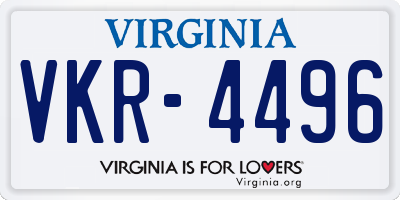 VA license plate VKR4496