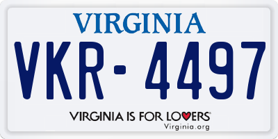 VA license plate VKR4497