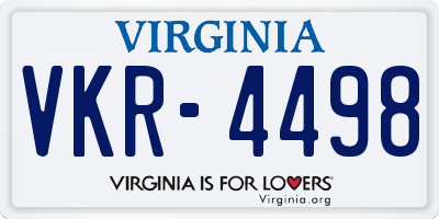 VA license plate VKR4498