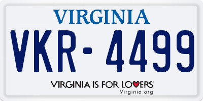 VA license plate VKR4499