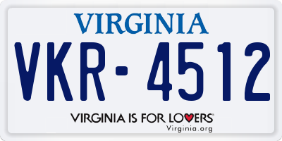 VA license plate VKR4512