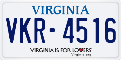 VA license plate VKR4516