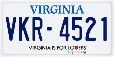 VA license plate VKR4521