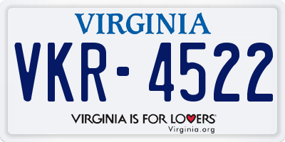 VA license plate VKR4522