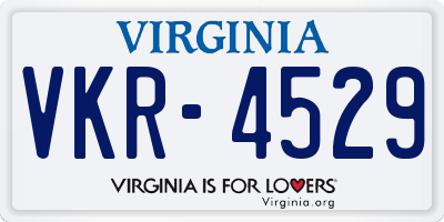 VA license plate VKR4529