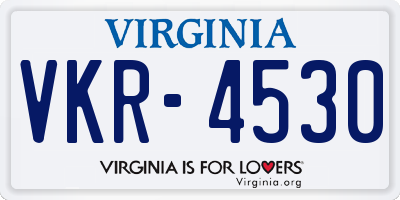 VA license plate VKR4530